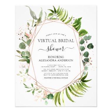 Budget Virtual Bridal Shower Greenery Rose Gold Flyer
