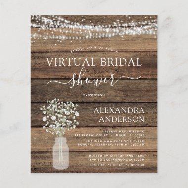 Budget Virtual Bridal Shower Rustic Invitations