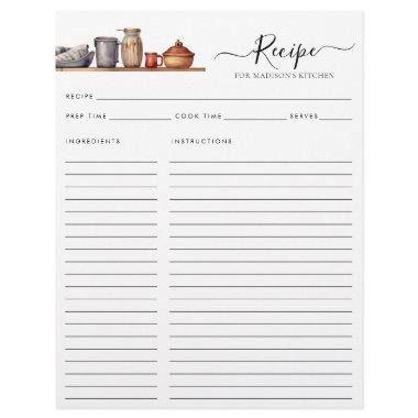 Budget Watercolor Kitchen Shelf Utensils Recipe Flyer