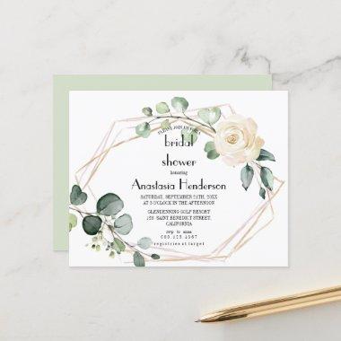 Budget/Watercolor roses/Bridal shower. Invitations