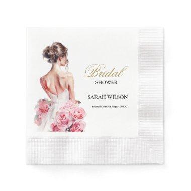 Budget Watercolor Wedding Gown Bridal Shower Napkins