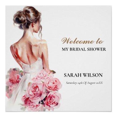 Budget Watercolor Wedding Gown Bridal Shower Poster