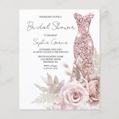 Budget Wedding Bridal Shower Dress Invitations