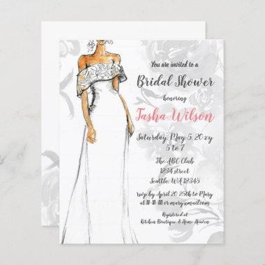 Budget Wedding Dress Bridal Shower Invitations