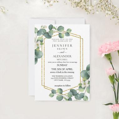 Budget Wedding Invite Rustic foliage eucalyptus