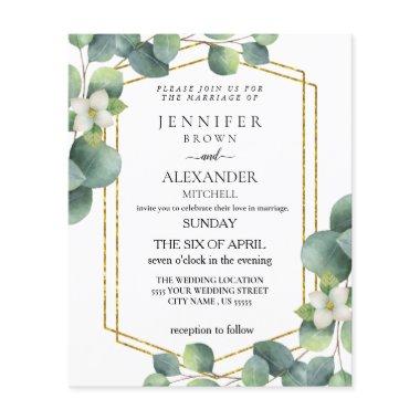 Budget Wedding Invite Rustic foliage eucalyptus Flyer
