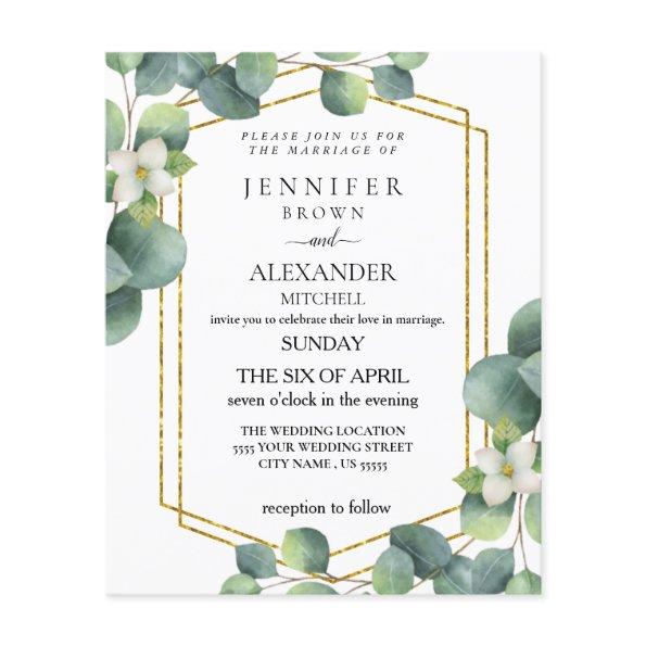 Budget Wedding Invite Rustic foliage eucalyptus Flyer