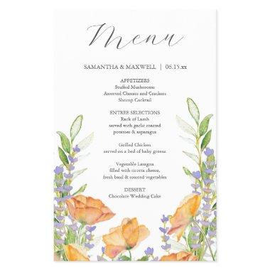 Budget Wedding Menus Watercolor Wildflower Flyer