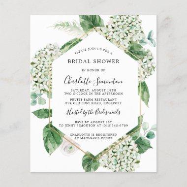 Budget White Hydrangea Bridal Shower Invitations