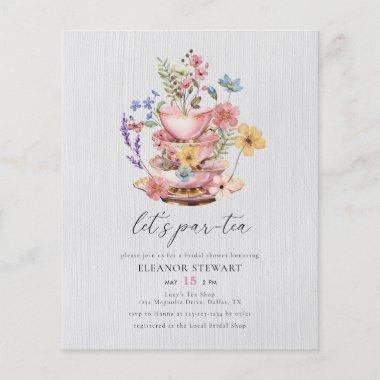 Budget Wildflower Tea Party Bridal Shower Invite Flyer