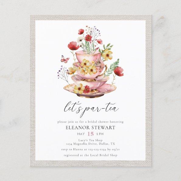 Budget Wildflower Tea Party Bridal Shower Invites