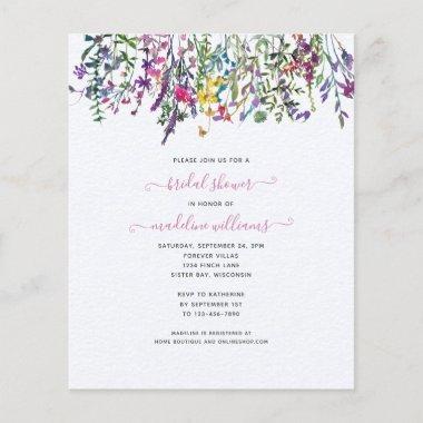 BUDGET Wildflowers Floral Bridal Shower Invitations