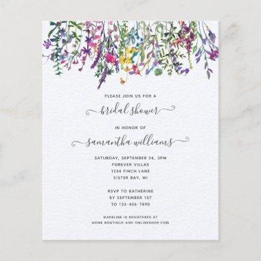 BUDGET Wildflowers Floral Bridal Shower Invitations