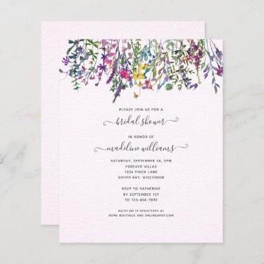 BUDGET Wildflowers Pink Bridal Shower Invitations