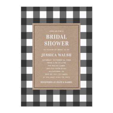 Buffalo Plaid Black and White Bridal Shower Invitations