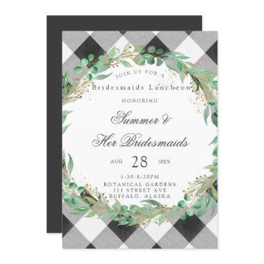 Buffalo Plaid Wreath Gold Bridesmaids Luncheon