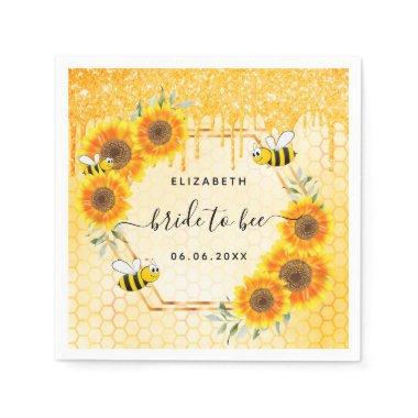 Bumble bee gold glitter sunflowers bridal shower n napkins