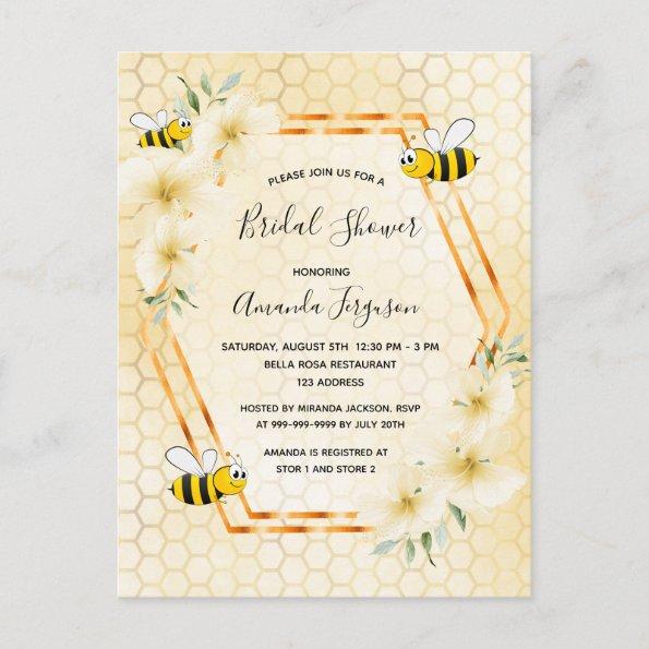 Bumble bee honeycomb cute bridal shower invitation postInvitations