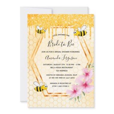 Bumble bees bridal shower gold bride to bee Invitations