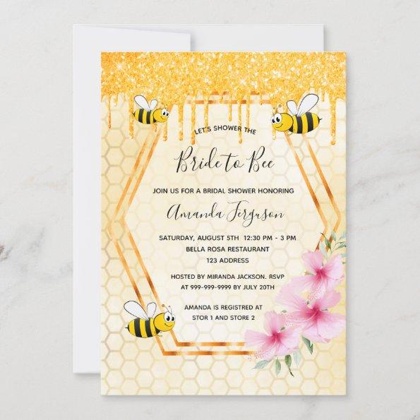 Bumble bees bridal shower gold bride to bee Invitations