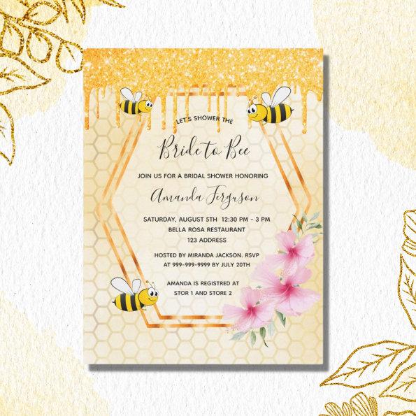 Bumble bees bride to bee gold invitation postInvitations