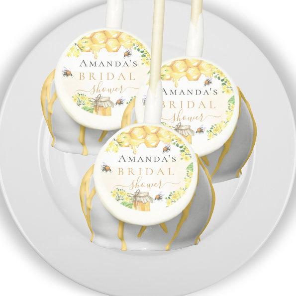 Bumble bees honey yellow florals bridal shower cake pops