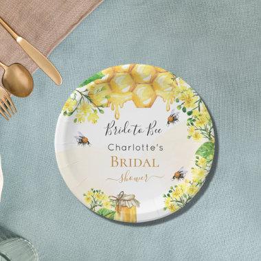 Bumble bees honey yellow florals Bridal Shower Paper Plates