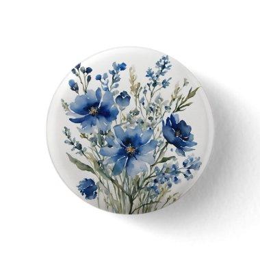 Bunch of Flowers Elegant Watercolor Button