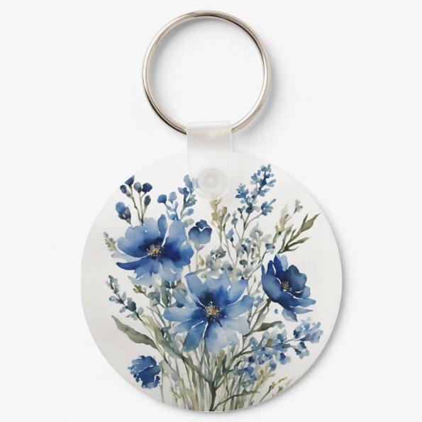 Bunch of Flowers Elegant Watercolor Keychain