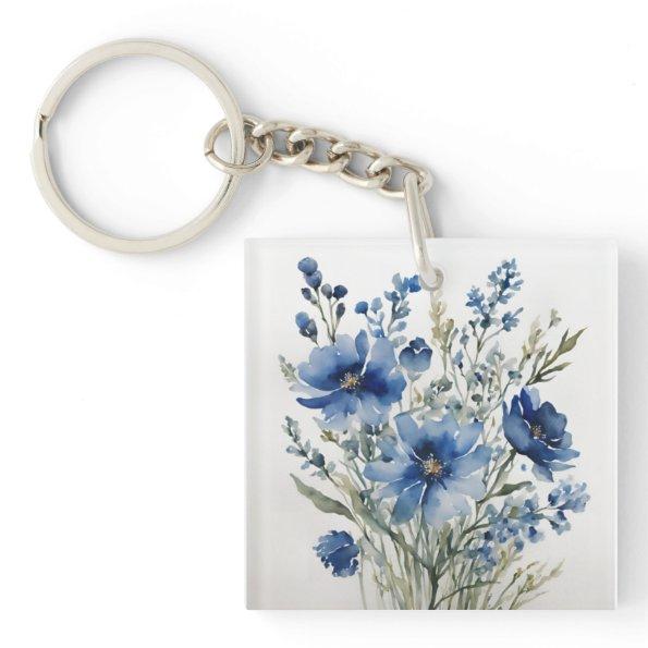 Bunch of Flowers Elegant Watercolor Keychain