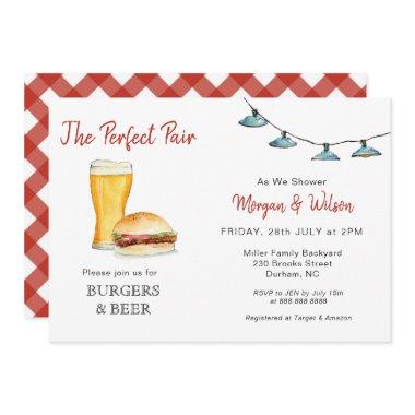 Burger & Beer Couples shower Invitations