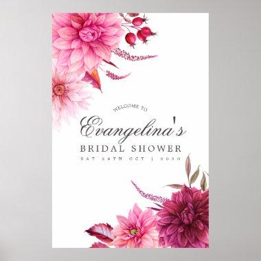 Burgundy and Blush Autumn Bridal Shower Welcome Poster