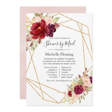 Burgundy and Blush Baby or Bridal Shower by Mail Invitations