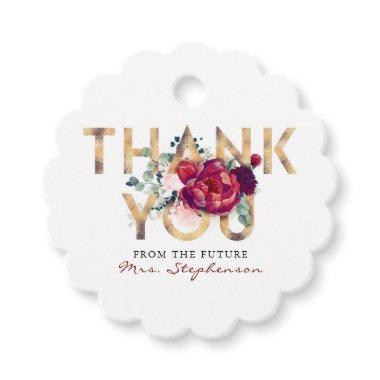Burgundy and Blush Floral Bridal Shower Thank You Favor Tags