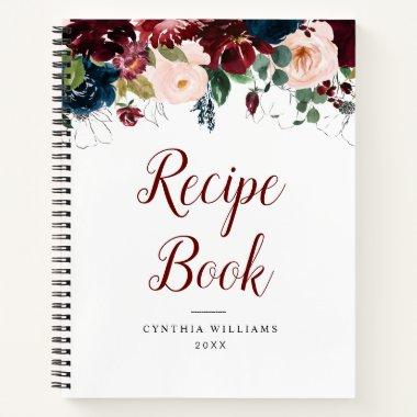 burgundy and blush floral Recipe Book