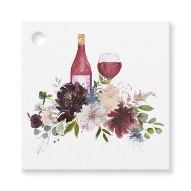 Burgundy and Blush Pink Floral Wine Tasting Favor Tags