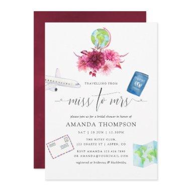 Burgundy and Blush Pink Miss To Mrs Bridal Shower Invitations