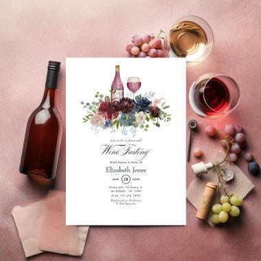 Burgundy and Blush Pink Wine Tasting Invitations