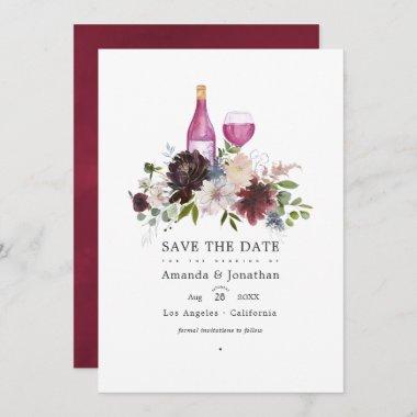 Burgundy and Blush Pink Wine Tasting Wedding Save The Date