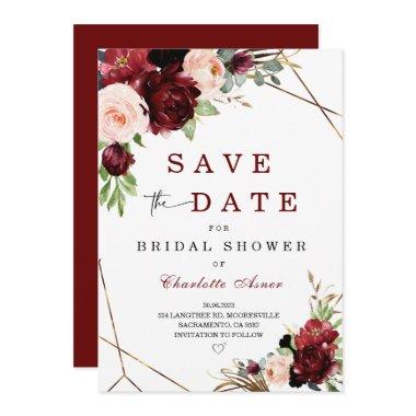 Burgundy and Blush Save the Date for
