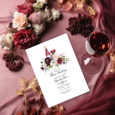 Burgundy and Blush Wine themed Bridal Shower Invitations