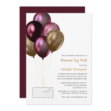 Burgundy and Gold Baby or Bridal Shower by Mail Invitations