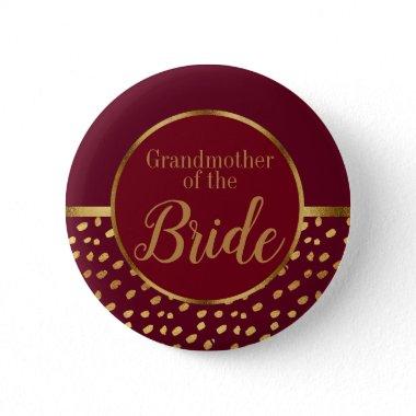 Burgundy and Gold Grandmother of the Bride Wedding Button