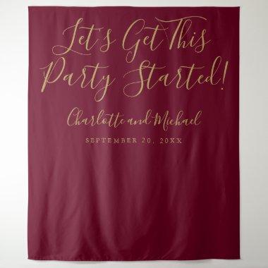 Burgundy and Gold Party Started Photo Backdrop