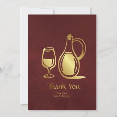 Burgundy and Gold Wine Tasting Thank You Invitations