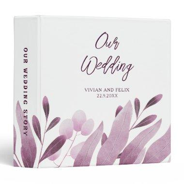 Burgundy Big Leaves Forest  3 Ring Binder