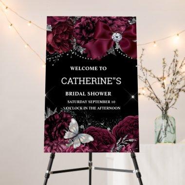 Burgundy black glitter bow diamond butterfly chic foam board