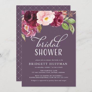Burgundy Bloom Shower Invitations