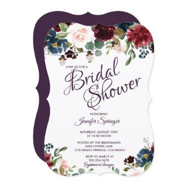 Burgundy & Blue English Flowers