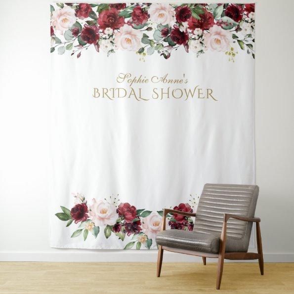 Burgundy Blush Bridal Shower Photo Booth Backdrop